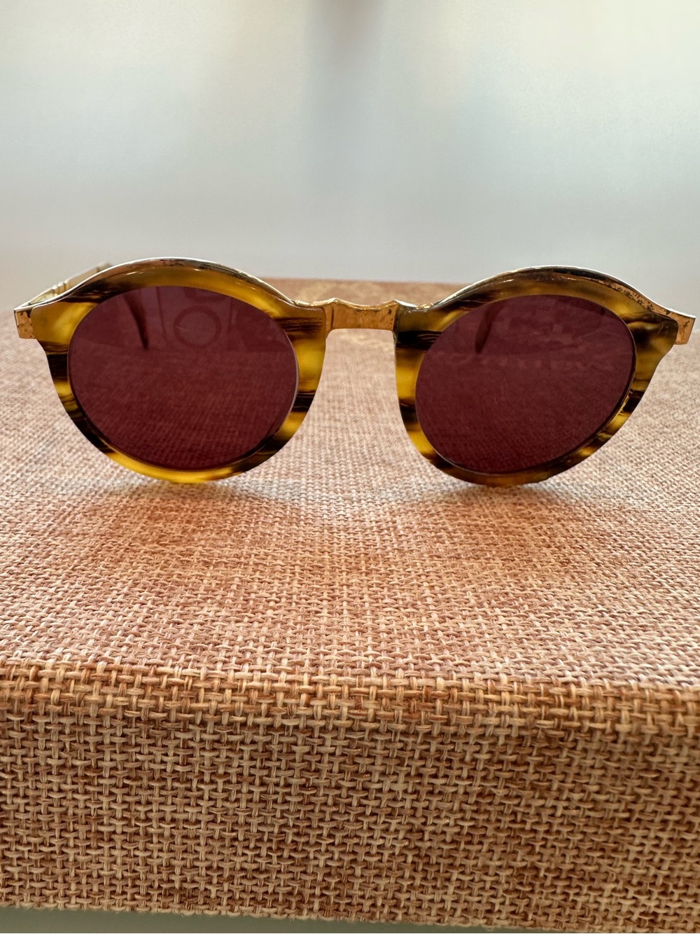 PERSOL IVY Round Sunglasses Italian Handmade Olive Tortoise MADE IN ITALY - Picture 5 of 17